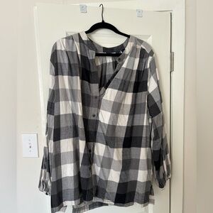 Black and white plaid Lands End top